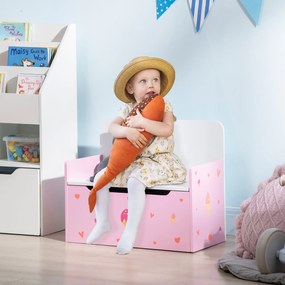 Baú Infantil 2 em 1 Baú de Armazenamento Organizador de Brinquedos para Crianças acima de 18 Meses com Tampa de Fechamento Seguro para Dormitório Sala