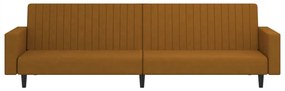 Sofá-cama de 2 lugares veludo castanho