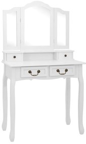 Conj. toucador com banco 80x69x141 cm madeira paulownia branco