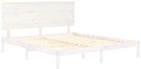 Estrutura de cama king 150x200 cm madeira maciça branco