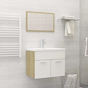 804787 vidaXL 2 pcs conj. móveis casa banho contrapl. branco/carvalho sonoma