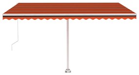 Toldo retrátil manual com LED 400x300 cm laranja e castanho