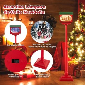Candeeiro de rua musical de Natal de 150 cm Poste festivo com globo de neve ativado por som Lâmpada do Pai Natal