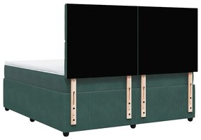 Cama com molas/colchão 180x200 cm veludo verde-escuro