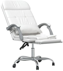 Cadeira escritório massagens reclinável couro artificial branco