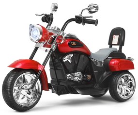 Mota estilo Chopper para crianças Mota a bateria com música para frente e para trás condução realista Vermelha