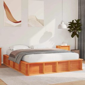 vidaXL Cama com espaço de armazenamento, castanho, 160 x 200 cm, pinho sólido
