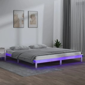 820617 vidaXL Estrutura de cama c/ LEDs 160x200 cm madeira maciça branco