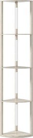 HOMCOM Luminária de pé LED, prateleira de canto, dimável, 4 prateleiras, luz branco quente, 41x30x164cm, Carvalho | Aosom Portugal