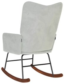 Cadeira de baloiço veludo cinzento-claro