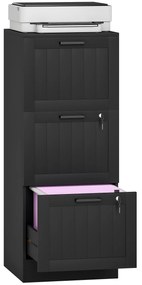 Bloco de Gavetas para Escritório com 3 Gavetas para Escritório com Fechaduras Gavetas Suspensas para A4 40x40x101 cm Preto