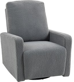 HOMCOM Poltrona Reclinável Manual Poltrona Relax de Borreguito com Função de Baloiço 360° Reclinável até 135º 76x94x100 cm Cinza | Aosom Portugal