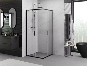Mexen Exo cabine de duche quadrada de correr 90 x 90 cm, transparente, preta - 8111-090-090-70-00