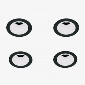 Pack De 4 Downlights Led Embutidos Com Molduras Redondas Ø5 Cm Para Exterior Em Alumínio Luisiana Preto - Branco & Branco 3000k & 3 W & 19º - Sklum