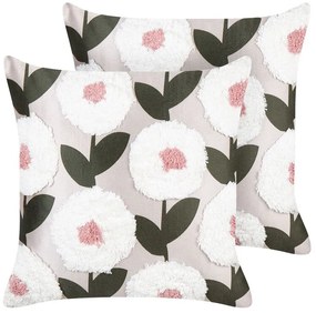 Conjunto de 2 almofadas decorativas com padrão floral em algodão rosa 45 x 45 cm KUNRI Beliani