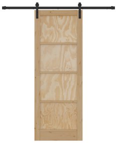 Porta Deslizante com Conjunto de Ferragens 78x211 cm Madeira Maciça de