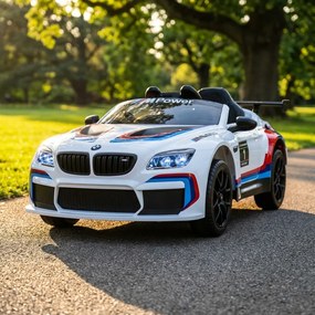 Carro elétrico infantil BMW M6 GT3 12V,Pneus EVA, Assento em pele sintetica Branco