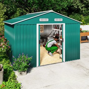 Abrigo de jardim em metal  312x257x177,5cm verde