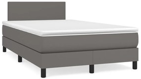 Cama boxspring com colchão 120x190 cm couro artificial cinzento