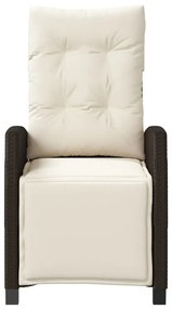 Cadeiras jardim reclináveis 2 pcs c/ apoio de pés vime castanho