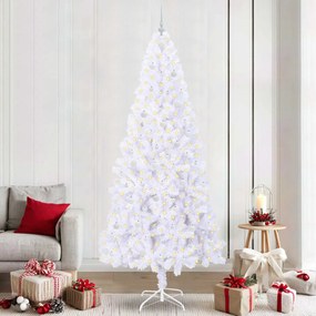 vidaXL Árvore de Natal Artificial com 300 LEDs Branco 240 cm PVC e Aço