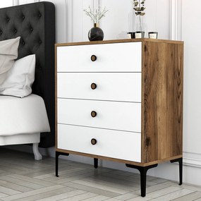 Cômoda Lizbon500 – Nogueira/Branco – 76x90,7x40 cm