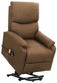vidaXL Poltrona de massagens tecido cinzento-acastanhado