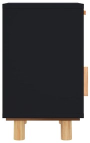 Mesas de cabeceira 2 pcs pinho maciço e vime natural preto