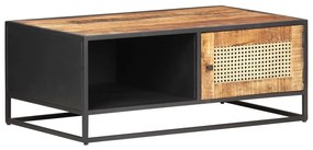 Mesa de centro 90x50x35 cm mangueira áspera e palhinha natural
