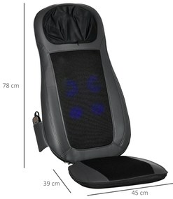 Massageador de Assento com Aquecimento Tapete de Massagem Shiatsu com Controlo Remoto 8 Motores de Vibração e Bolso Lateral para Escritório Carro 45x3