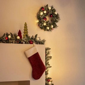 Grinalda de Natal branca com vermelho 45cm incl. LED com temporizador - Jack