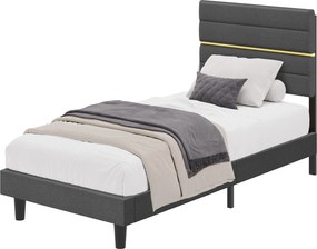 Estrutura de cama individual 90 x 200 cm (COLCHÃO NÃO INCLUIDO), com estrado de ripas Cinza ardósia