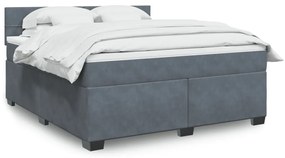 Cama com molas/colchão 180x200 cm veludo cinzento-escuro