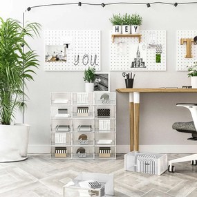 Conjunto de 18 caixas de sapatos empilháveis Transparente + branco