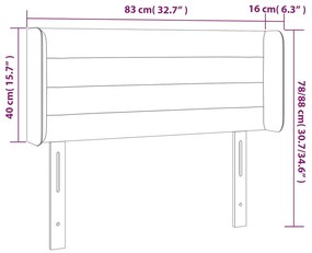 Cabeceira de cama c/ abas tecido 83x16x78/88 cm cinzento-claro