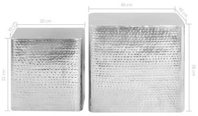 Mesas de centro 2 pcs alumínio prateado