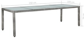 11 pcs conjunto jantar exterior c/ almofadões vime PE cinzento