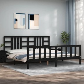 vidaXL Estrutura de cama com cabeceira 200x200 cm madeira maciça preto