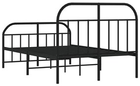 Estrutura de cama com cabeceira e pés 120x190 cm metal preto