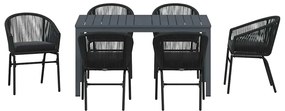 Conjunto de Jantar para o Jardim Manual 7 pcs Preto Grande