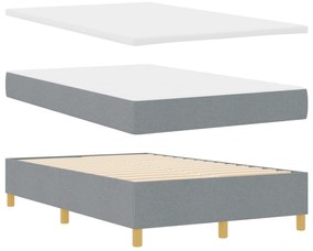 Cama Box Spring com Colchão e Banco Cinza Claro 120x200 cm Tecido