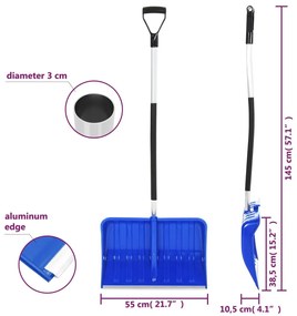 Pá de neve 145 cm alumínio azul