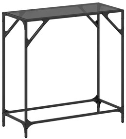 vidaXL Mesa de centro com tampo em vidro preto 80x35x81 cm aço