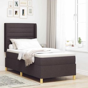 vidaXL Cama Box com colchĂŁo com cabeceira Castanho 90 x 190 cm tecido