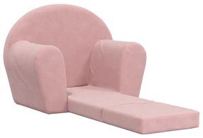 Sofá-cama infantil de pelúcia rosa