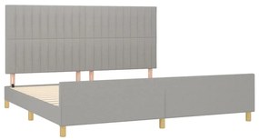 Estrutura de cama sem colchão 200x200 cm tecido cinzento-claro
