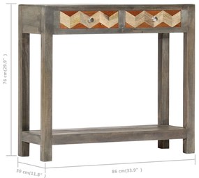 Mesa consola 86x30x76 cm madeira de mangueira maciça cinzento