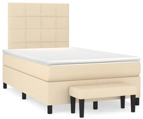 vidaXL Cama boxspring com colchão 120x190 cm tecido cor creme