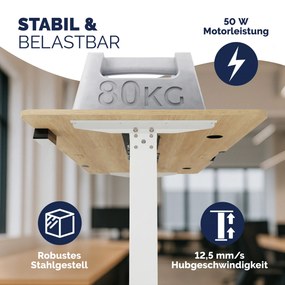 Secretária Eletrica com altura ajustável 160 x 75 x 72–117 cm bege