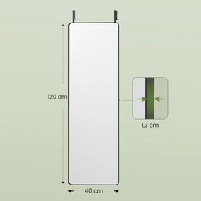 Espelho de corpo inteiro, 120 x 40 cm, espelho retangular Preto